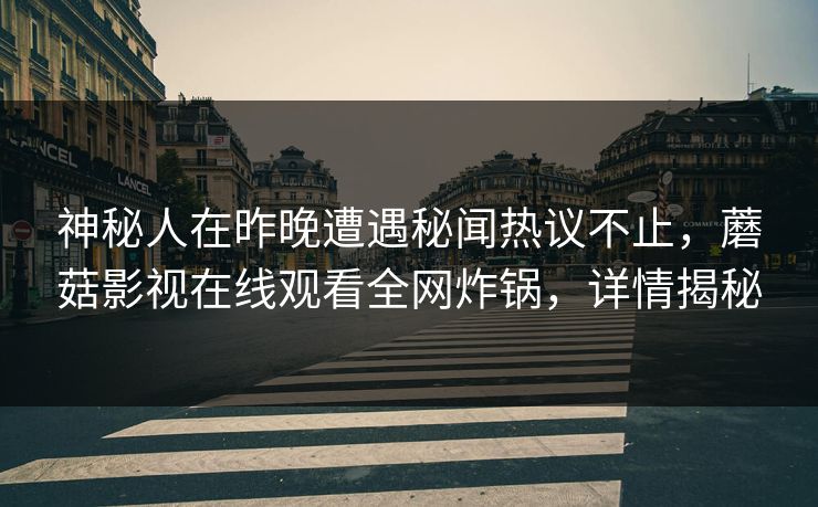 神秘人在昨晚遭遇秘闻热议不止，蘑菇影视在线观看全网炸锅，详情揭秘