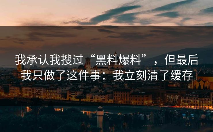 我承认我搜过“黑料爆料”，但最后我只做了这件事：我立刻清了缓存